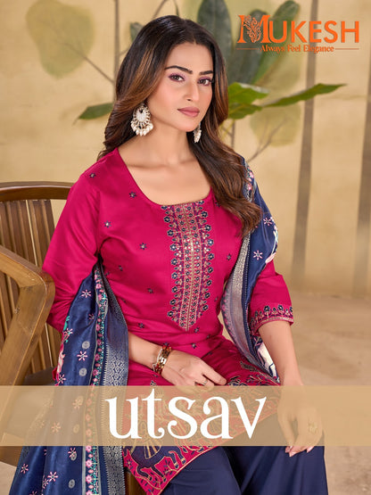 Utsav Mukesh Banwery Gadwal Silk Readymade Plazzo Style Suits Exporter India