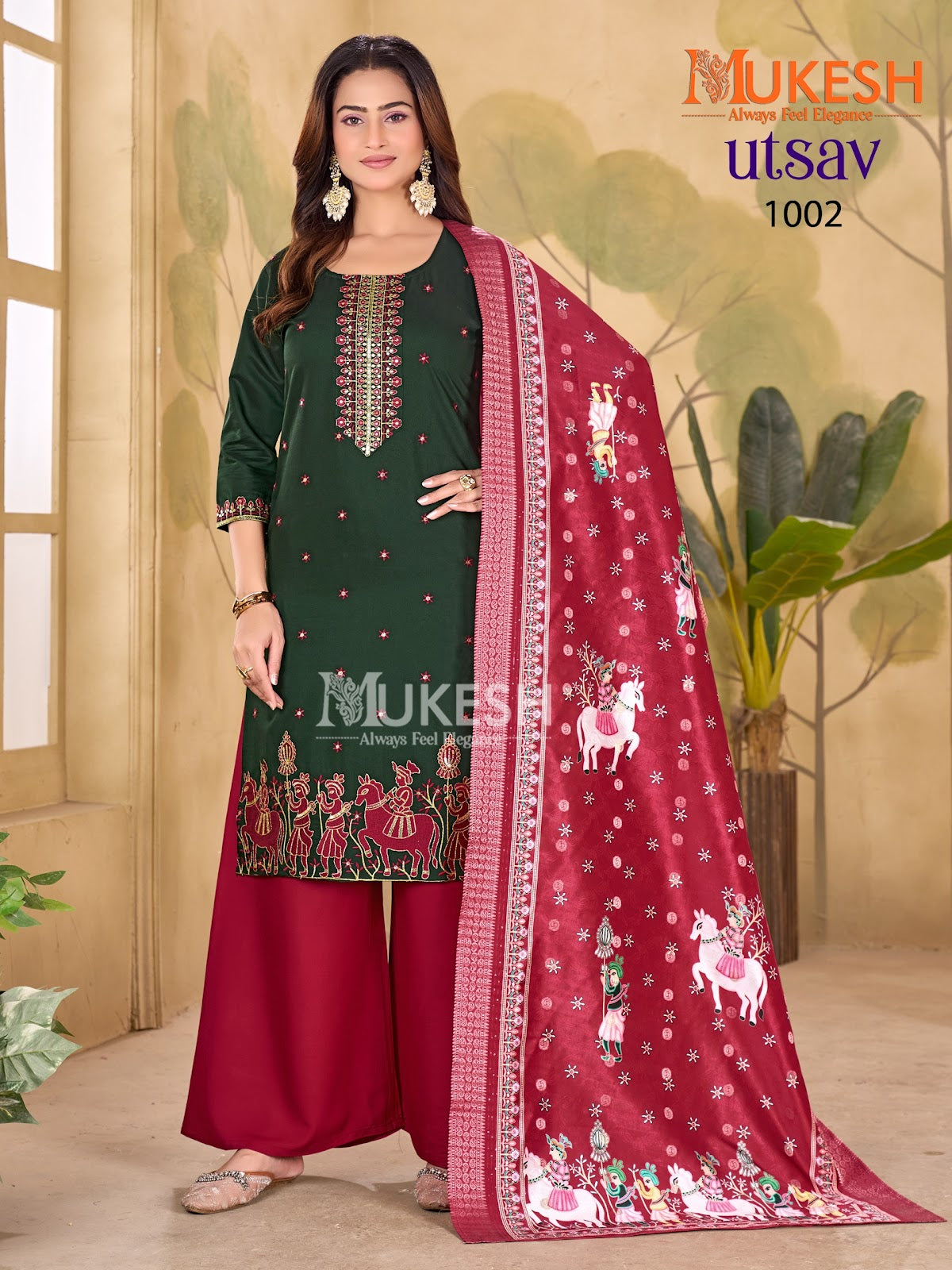 Utsav Mukesh Banwery Gadwal Silk Readymade Plazzo Style Suits Exporter India