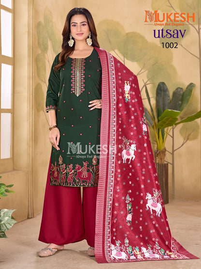 Utsav Mukesh Banwery Gadwal Silk Readymade Plazzo Style Suits Exporter India