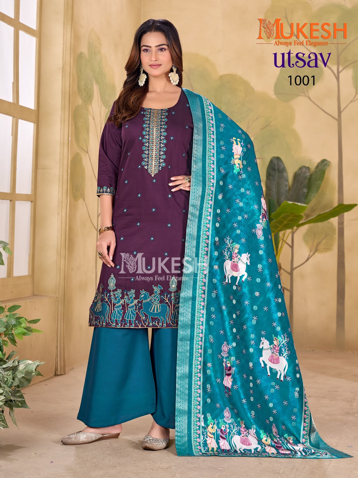 Utsav Mukesh Banwery Gadwal Silk Readymade Plazzo Style Suits Exporter India