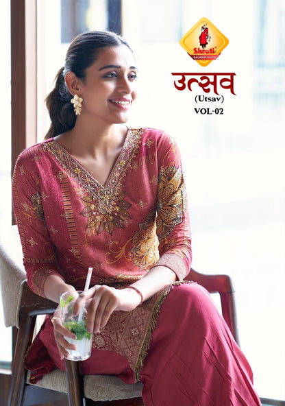 Utsav Vol 2 Afghani Style Shruti Muslin Kurti Bottom Set Manufacturer India