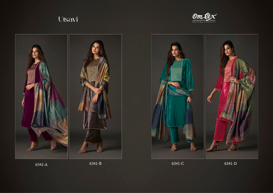 Utsavi 6341 Omtex Velvet Suits Exporter Gujarat