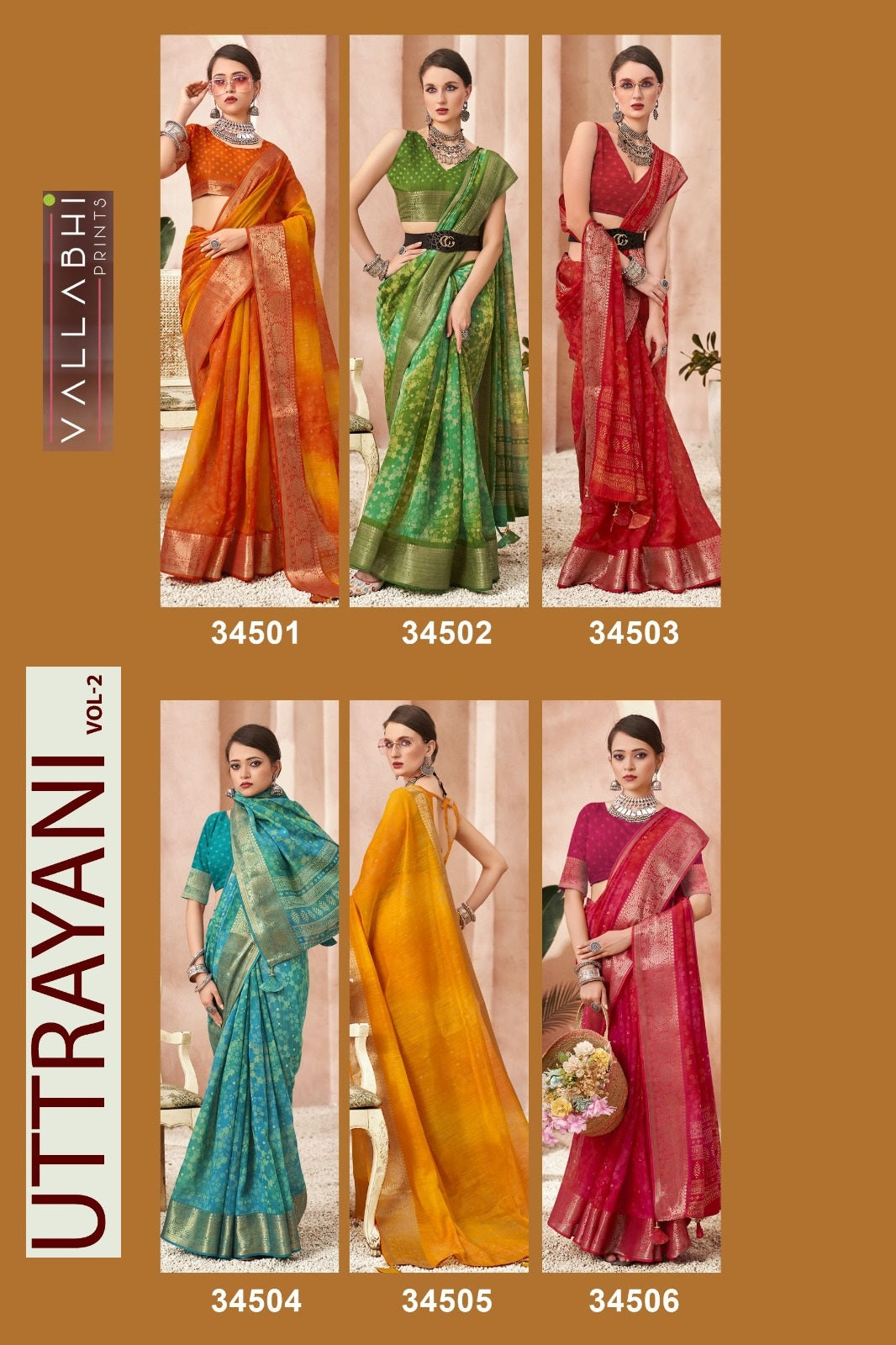 Uttrayani Vol 2 Vallabhi Prints Linen Sarees Manufacturer