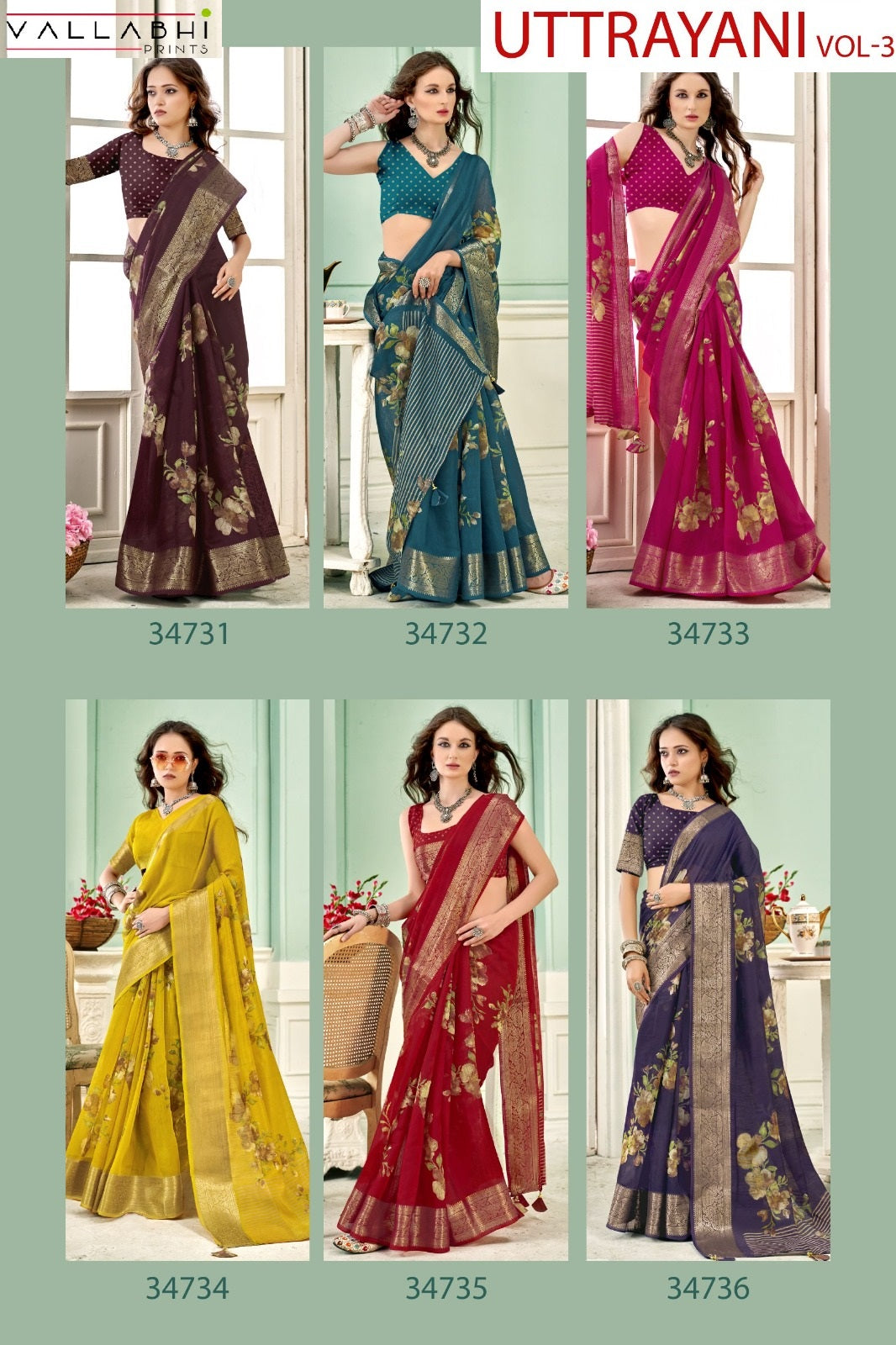 Uttrayani Vol 3 Vallabhi Prints Linen Sarees Manufacturer