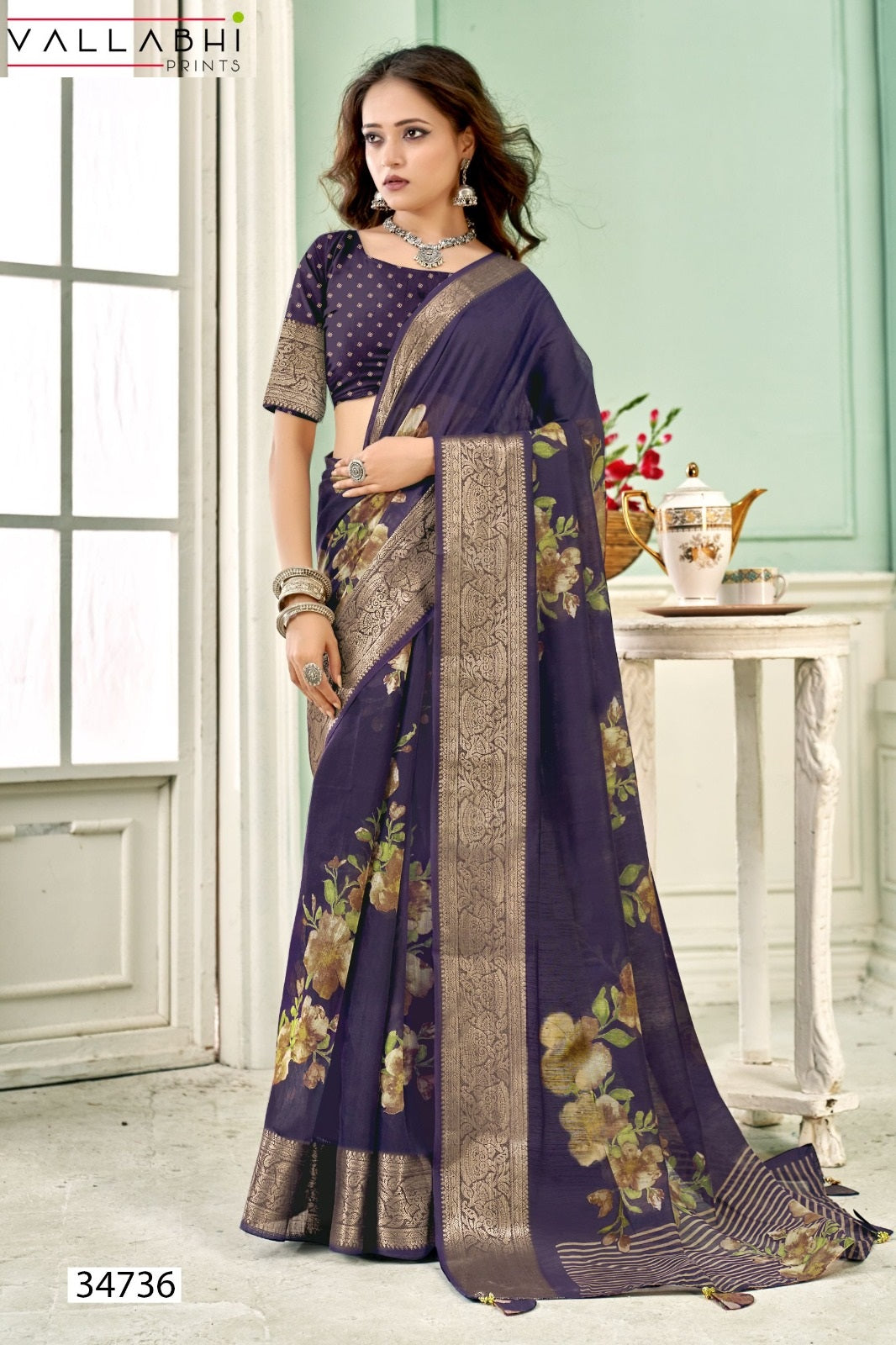Uttrayani Vol 3 Vallabhi Prints Linen Sarees Manufacturer