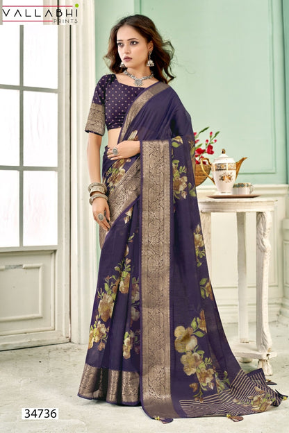 Uttrayani Vol 3 Vallabhi Prints Linen Sarees Manufacturer