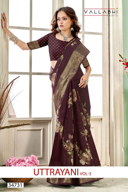 Uttrayani Vol 3 Vallabhi Prints Linen Sarees Manufacturer