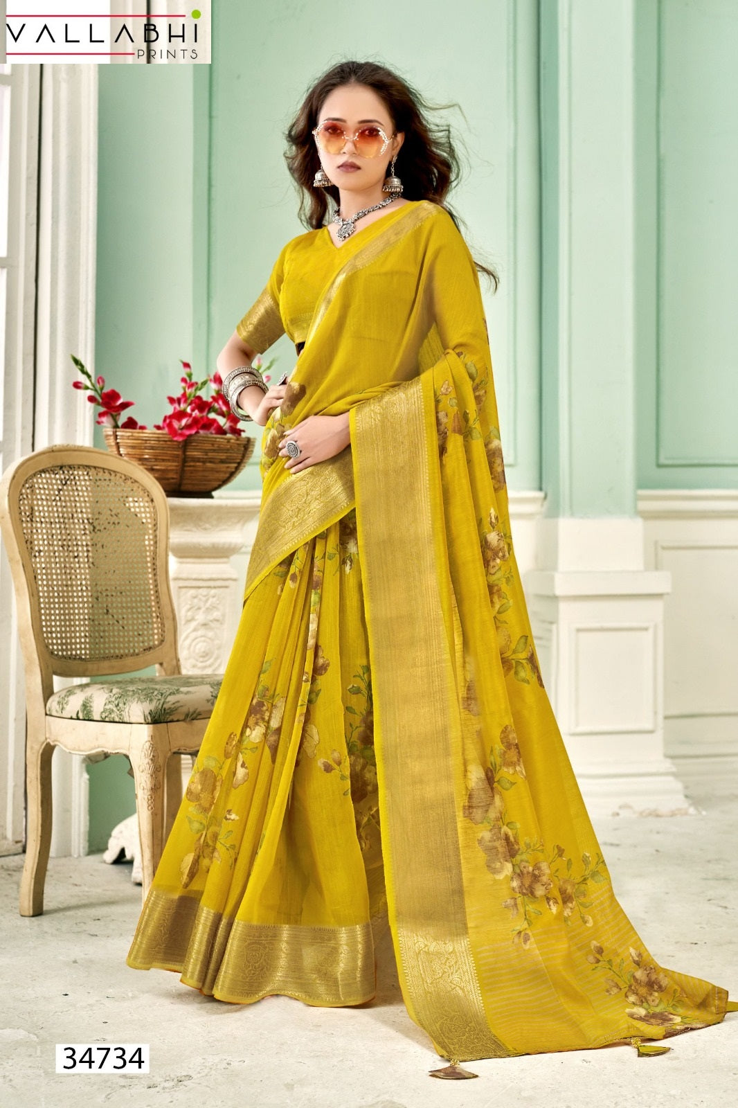Uttrayani Vol 3 Vallabhi Prints Linen Sarees Manufacturer