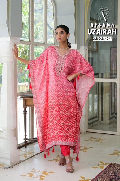 Uzairah 4043 4044 Afsana Pure Viscose Kaftan Pant Set Wholesale