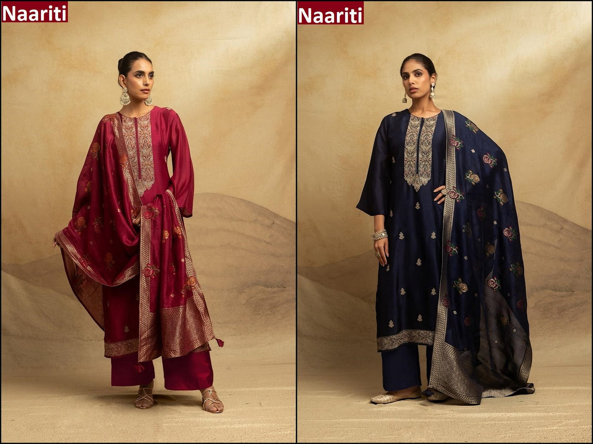 Uzaya 2929 Naariti Raw Silk Pant Style Suits Manufacturer Ahmedabad