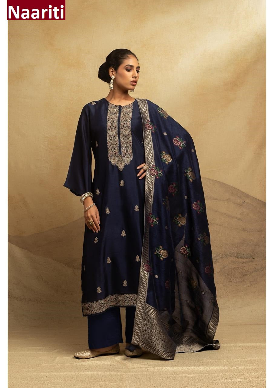 Uzaya 2929 Naariti Raw Silk Pant Style Suits Manufacturer Ahmedabad