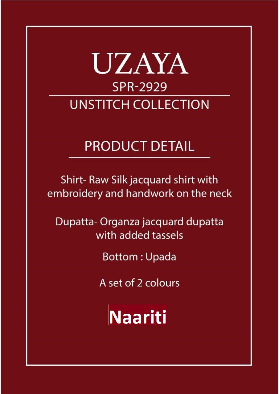 Uzaya 2929 Naariti Raw Silk Pant Style Suits Manufacturer Ahmedabad