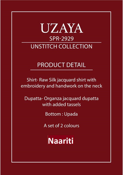 Uzaya 2929 Naariti Raw Silk Pant Style Suits Manufacturer Ahmedabad