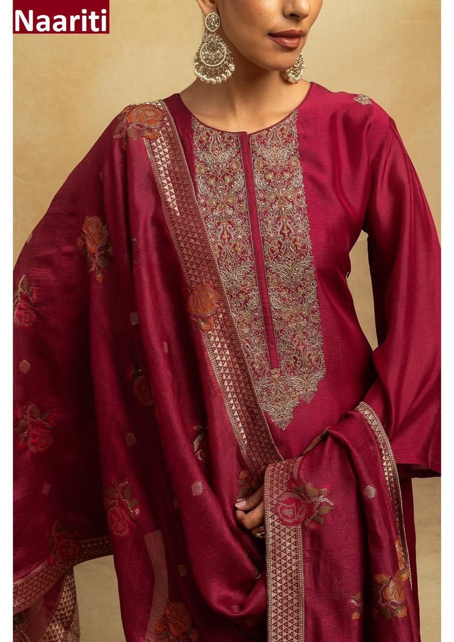 Uzaya 2929 Naariti Raw Silk Pant Style Suits Manufacturer Ahmedabad