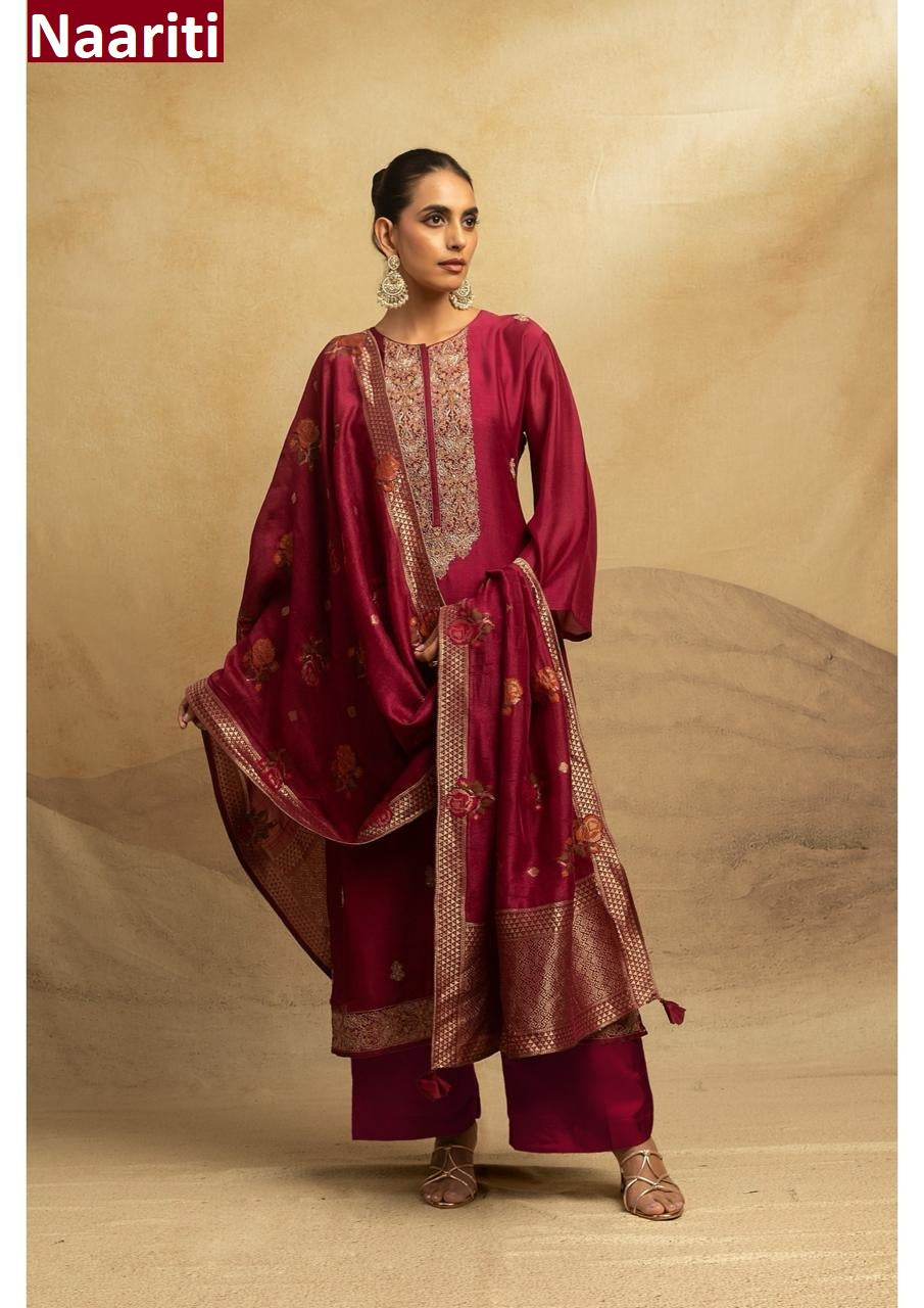 Uzaya 2929 Naariti Raw Silk Pant Style Suits Manufacturer Ahmedabad