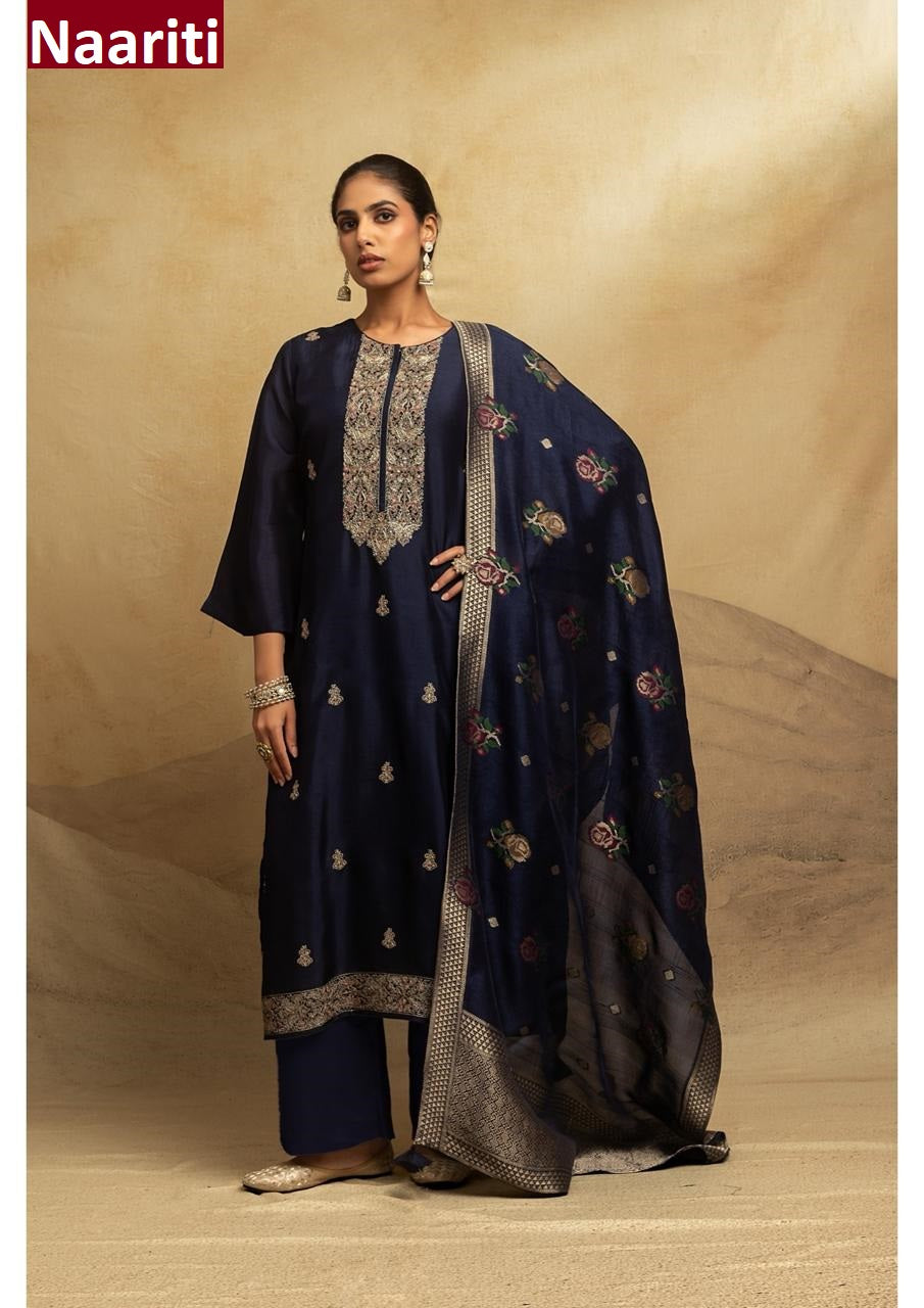 Uzaya 2929 Naariti Raw Silk Pant Style Suits Manufacturer Ahmedabad