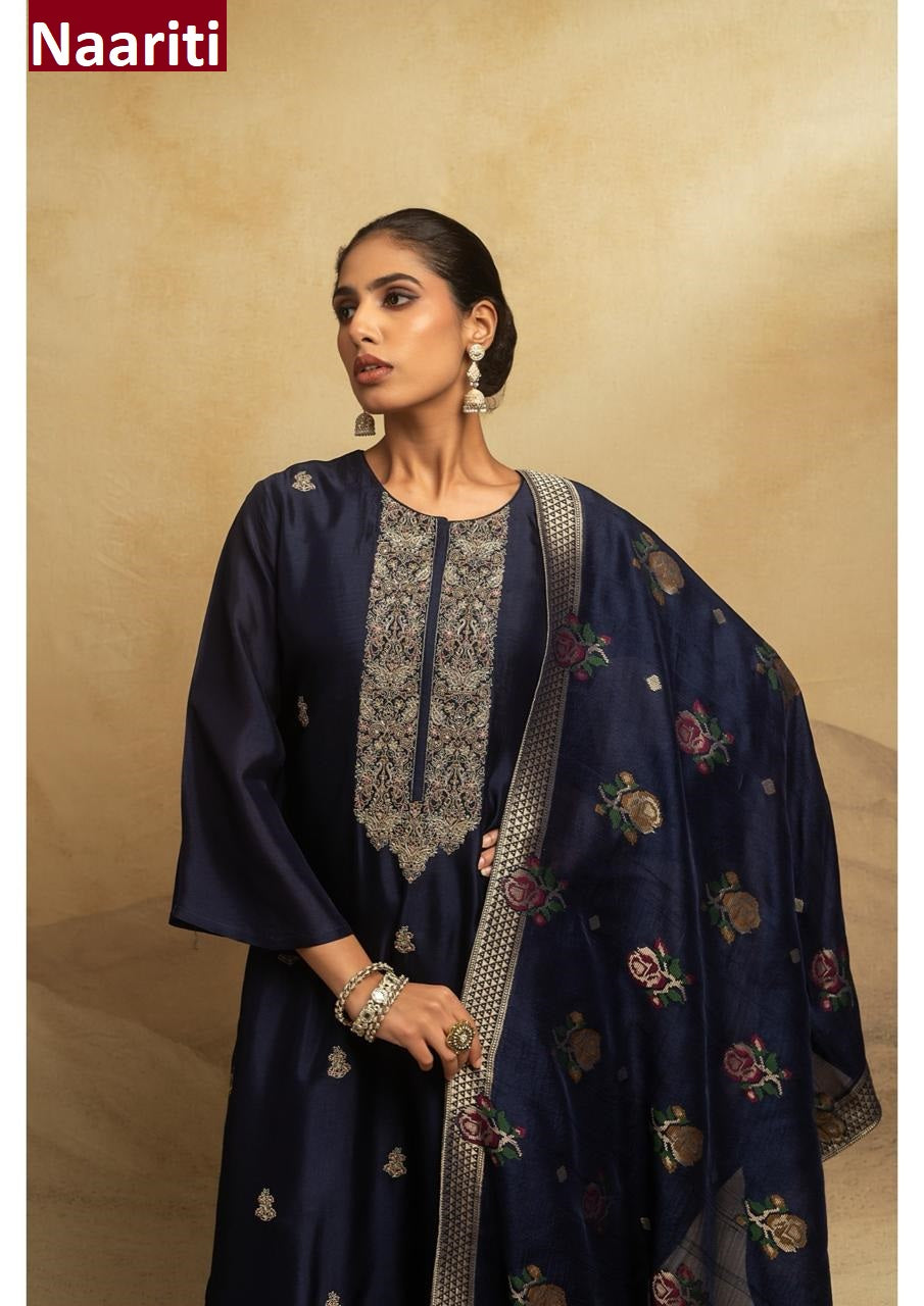 Uzaya 2929 Naariti Raw Silk Pant Style Suits Manufacturer Ahmedabad