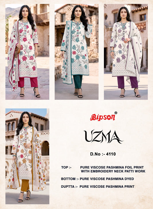 Uzma 4110 Bipson Prints Viscose Pashmina Suits Wholesale