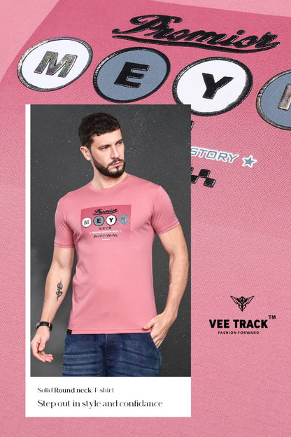 V-2267 Sticker Print Vee Track Tencil Lycra Mens Tshirts Exporter