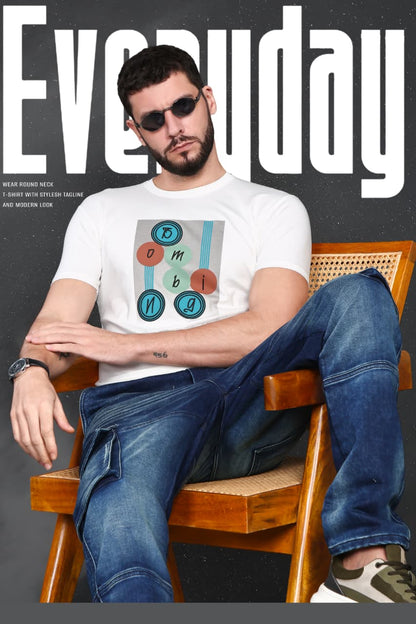 V-2267 Sticker Print Vee Track Tencil Lycra Mens Tshirts Exporter