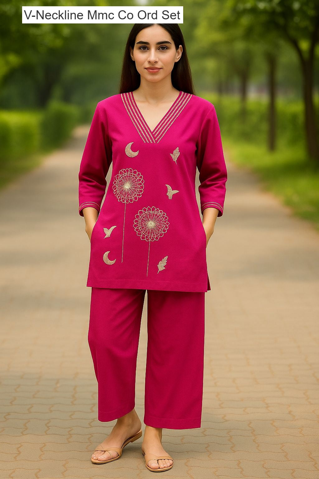 V-Neckline Mmc Vatican Co Ord Set Wholesale Price