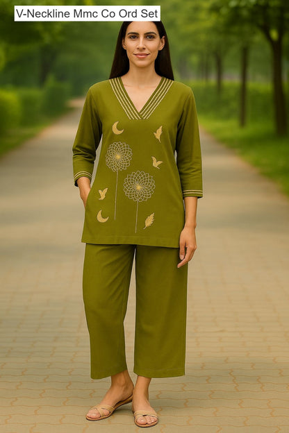 V-Neckline Mmc Vatican Co Ord Set Wholesale Price