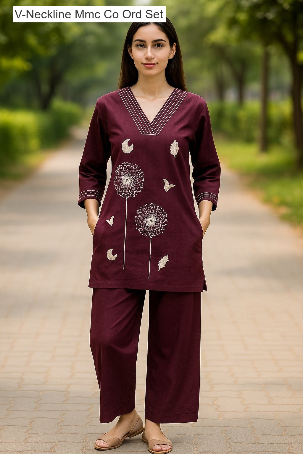 V-Neckline Mmc Vatican Co Ord Set Wholesale Price