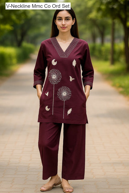 V-Neckline Mmc Vatican Co Ord Set Wholesale Price