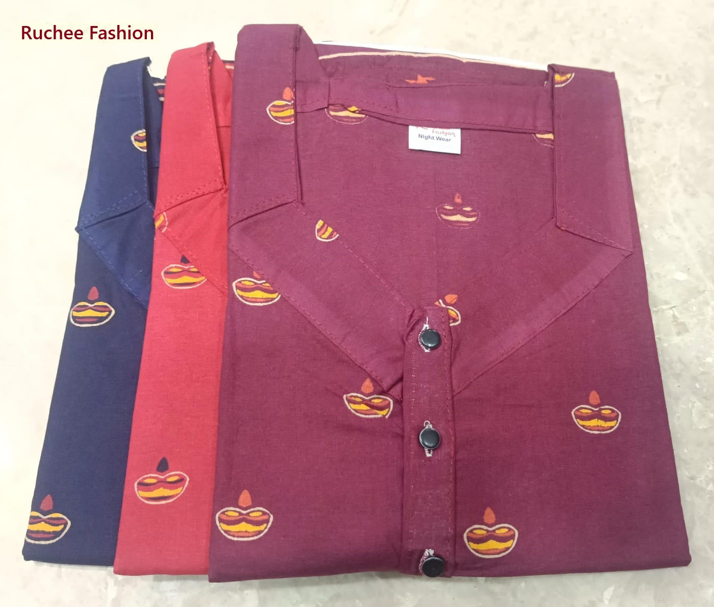V-Shaped 1507 Ruchee Fashion Night Gowns Supplier Ahmedabad