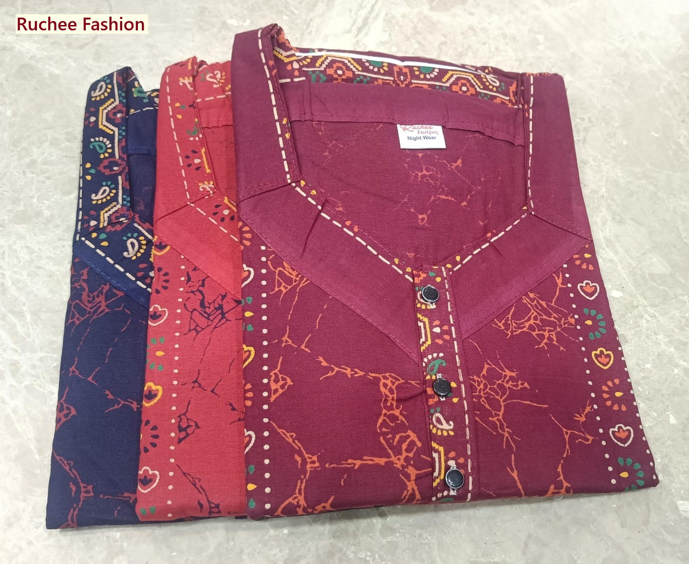 V-Shaped 1507 Ruchee Fashion Night Gowns Supplier Ahmedabad