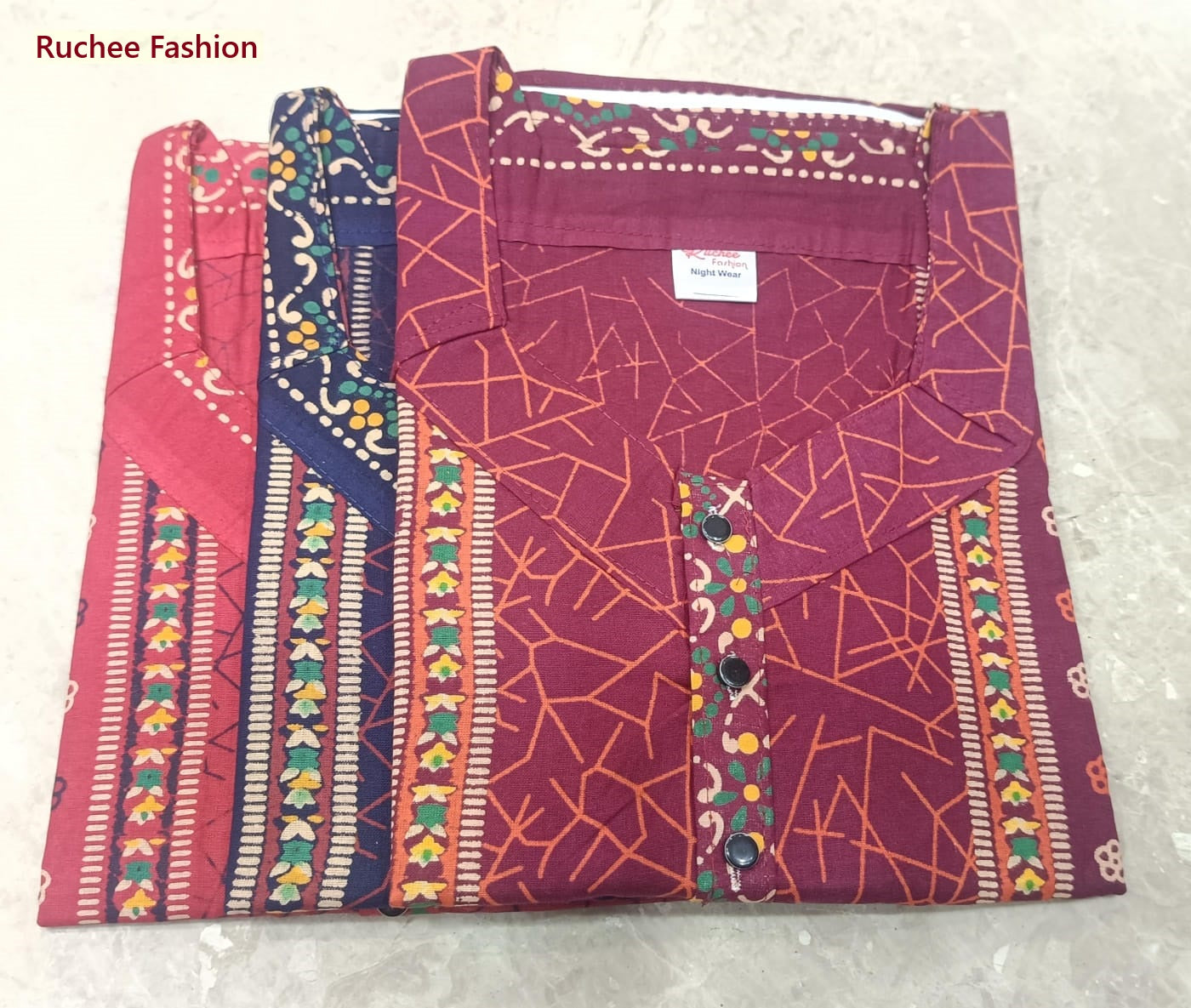V-Shaped 1507 Ruchee Fashion Night Gowns Supplier Ahmedabad