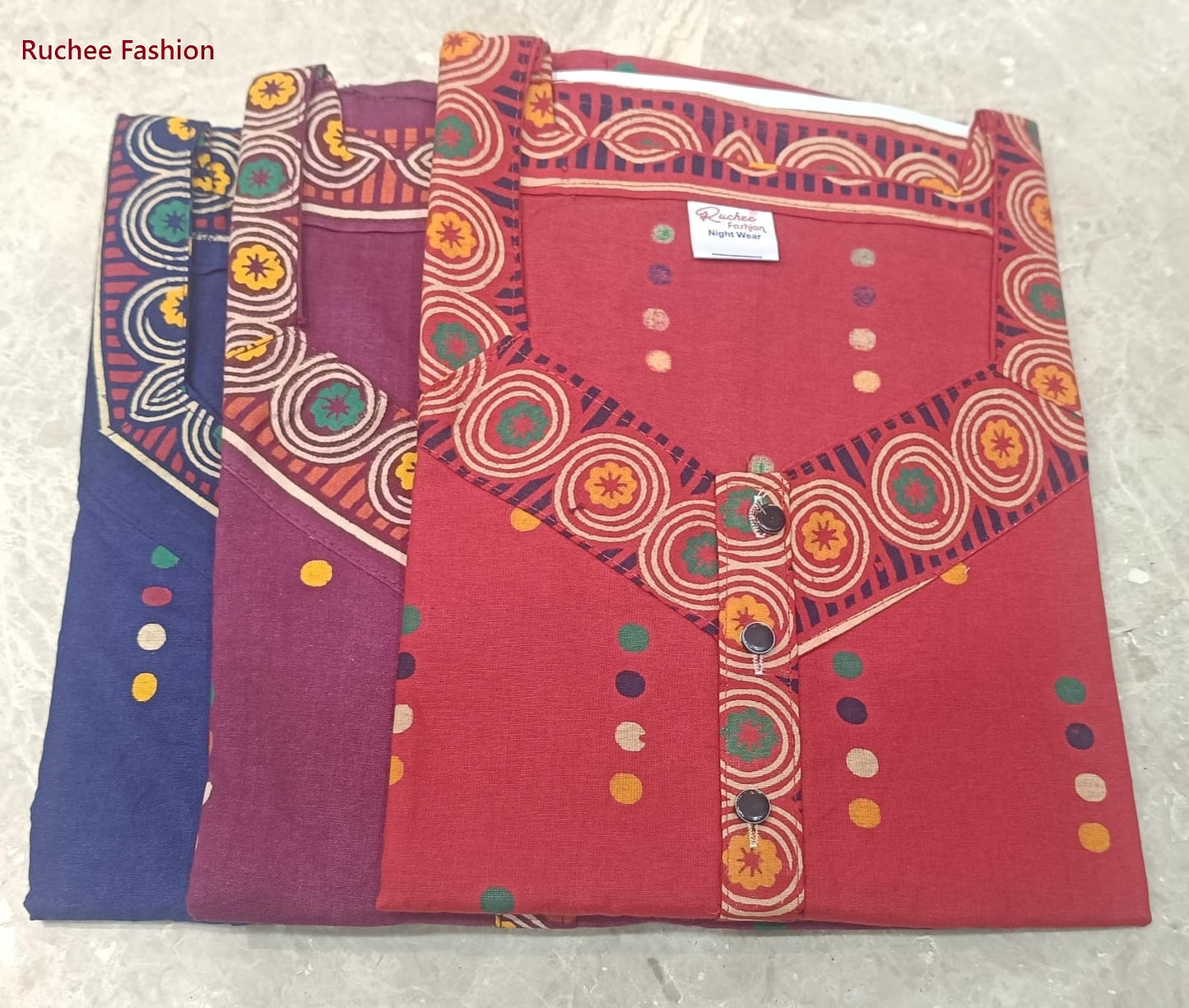 V-Shaped 1507 Ruchee Fashion Night Gowns Supplier Ahmedabad