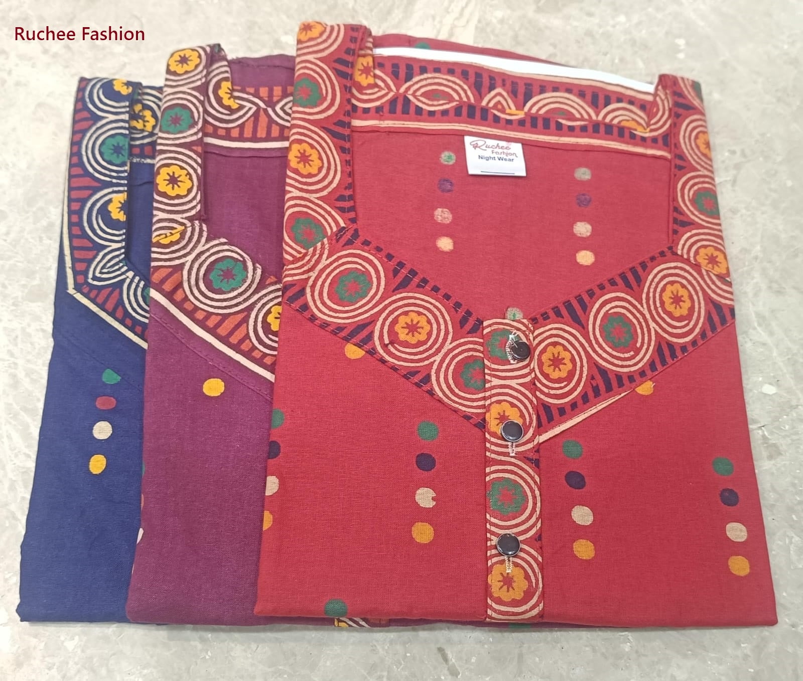 V-Shaped 1507 Ruchee Fashion Night Gowns Supplier Ahmedabad