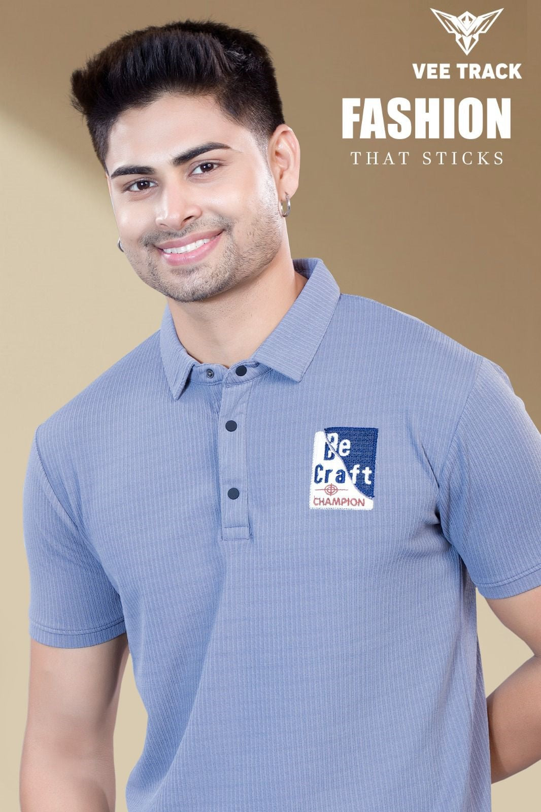 V2030 Vee Track Jacquard Mens Tshirts Wholesaler