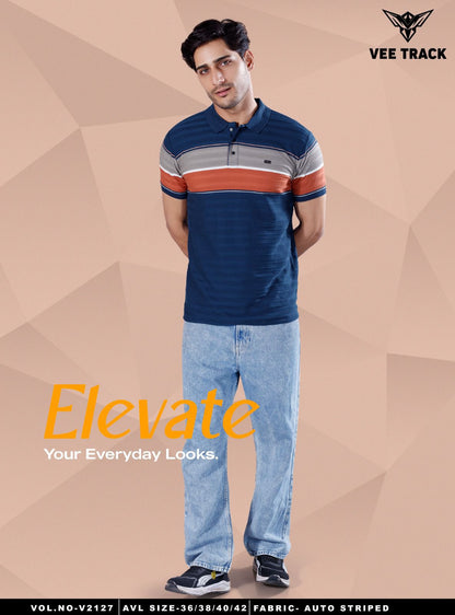 V2127 Vee Track Auto Stripes Mens Tshirts Exporter