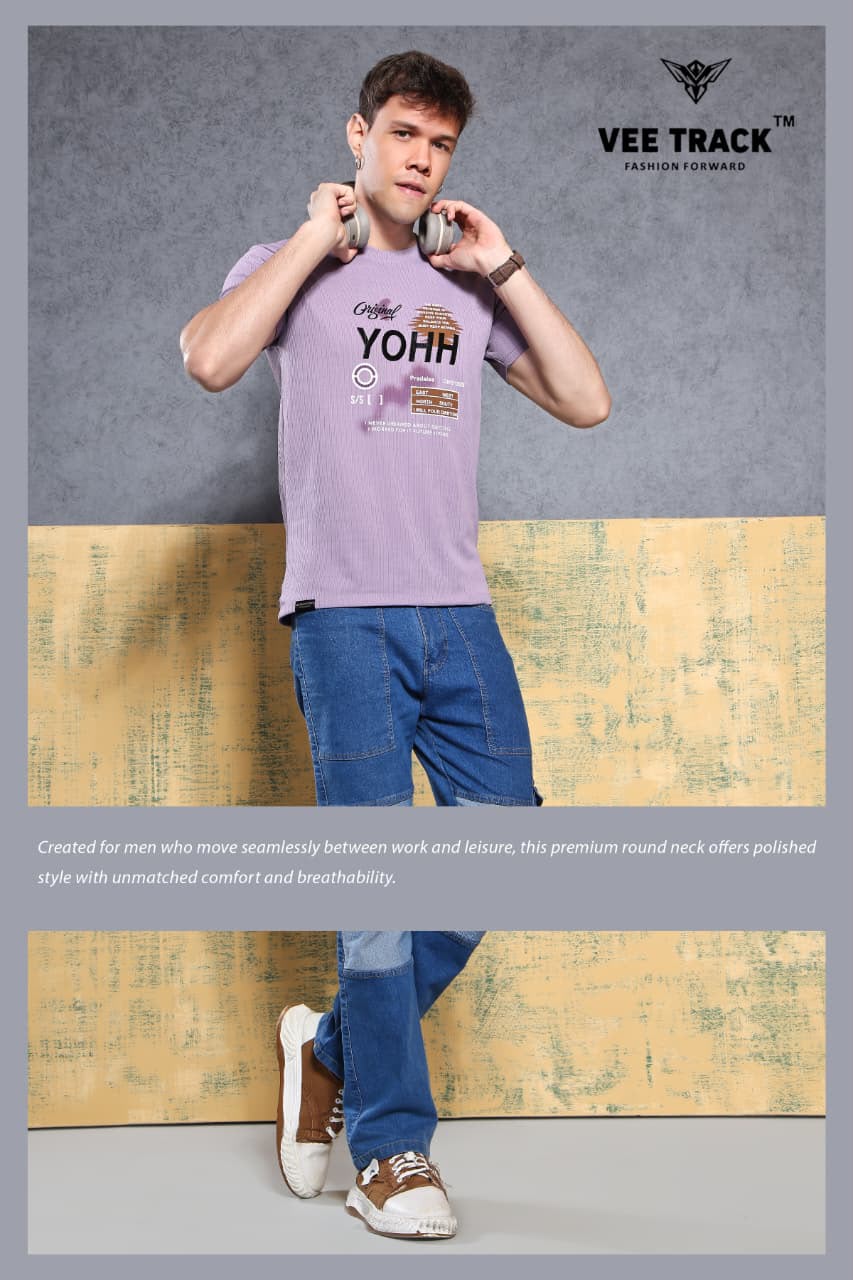 V2194 Vee Track Jacquard Lycra Mens Tshirts Manufacturer Ahmedabad