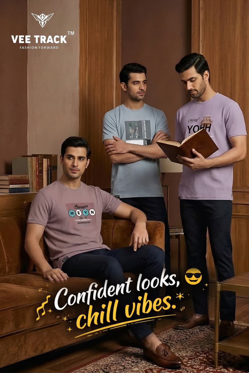 V2194 Vee Track Jacquard Lycra Mens Tshirts Manufacturer Ahmedabad