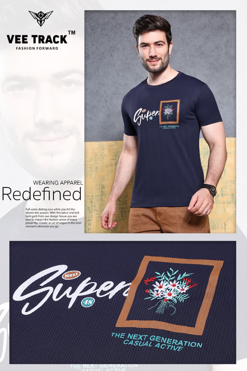 V2194 Vee Track Jacquard Lycra Mens Tshirts Manufacturer Ahmedabad