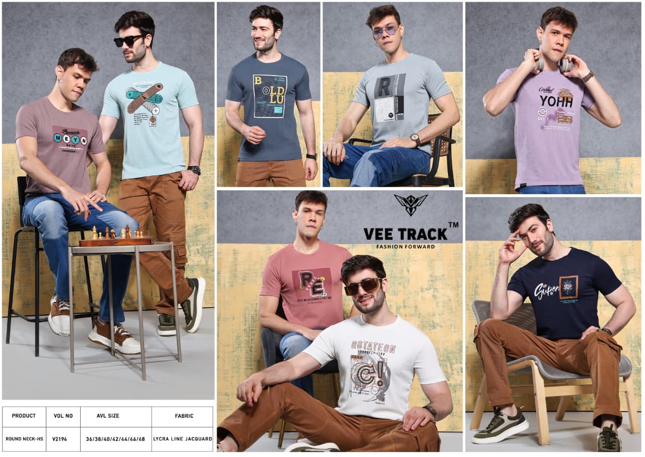 V2194 Vee Track Jacquard Lycra Mens Tshirts Manufacturer Ahmedabad