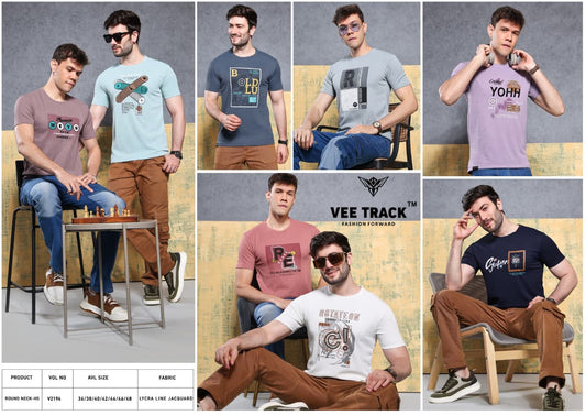 V2194 Vee Track Jacquard Lycra Mens Tshirts Manufacturer Ahmedabad