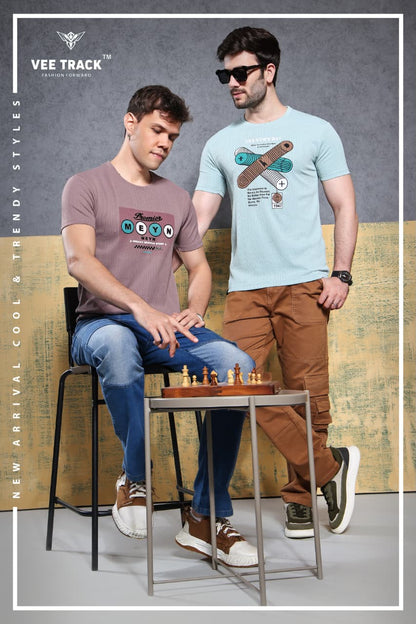 V2194 Vee Track Jacquard Lycra Mens Tshirts Manufacturer Ahmedabad