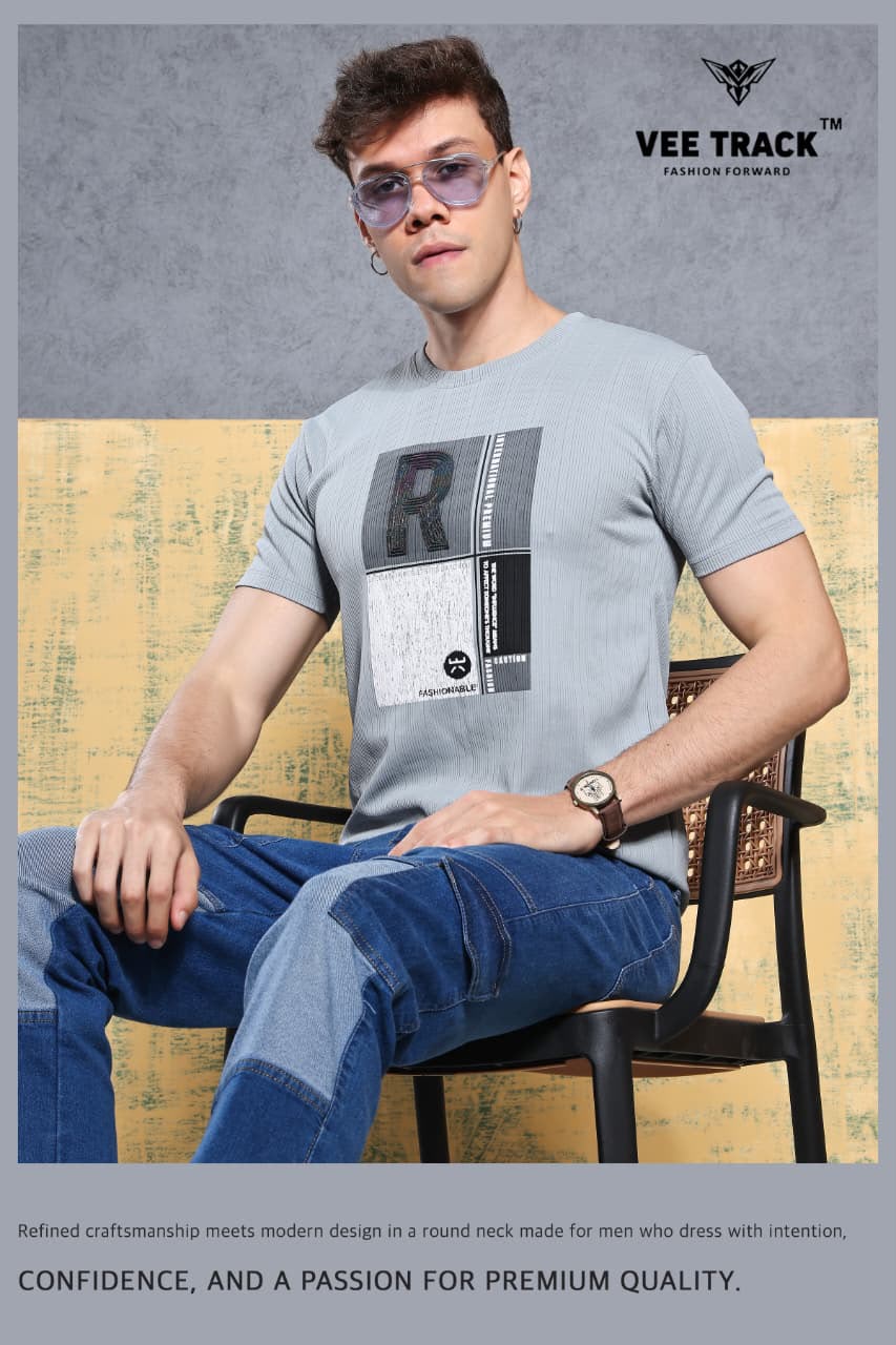 V2194 Vee Track Jacquard Lycra Mens Tshirts Manufacturer Ahmedabad