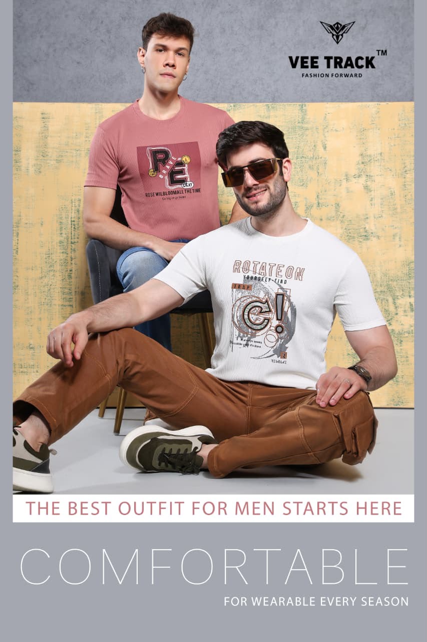 V2194 Vee Track Jacquard Lycra Mens Tshirts Manufacturer Ahmedabad