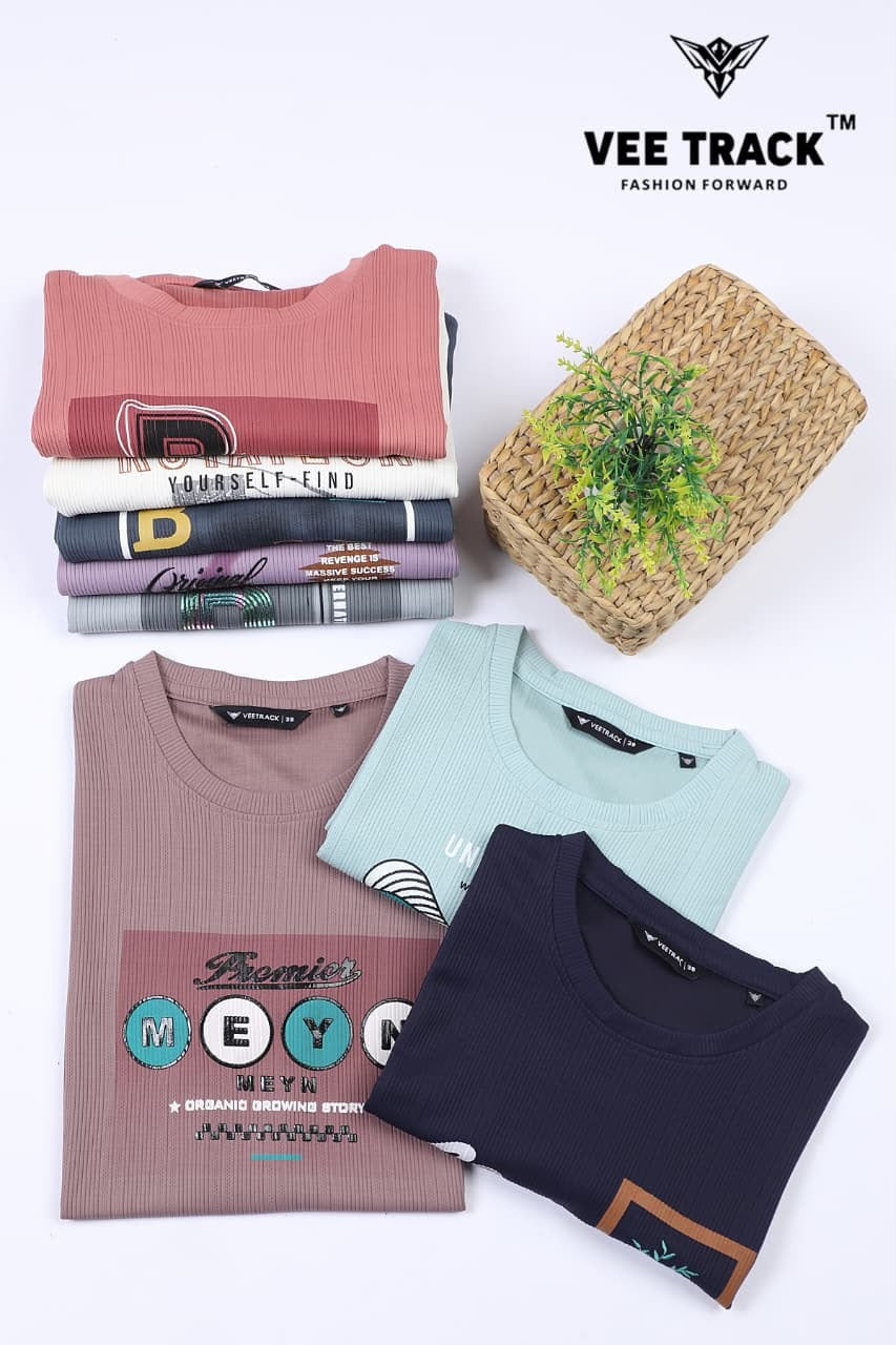 V2194 Vee Track Jacquard Lycra Mens Tshirts Manufacturer Ahmedabad
