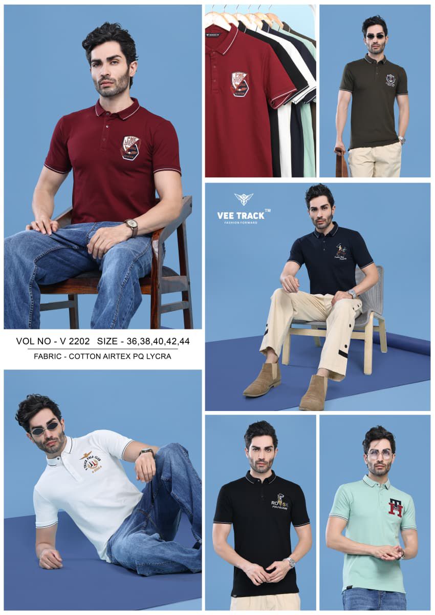 V2202 Vee Track Cotton Lycra Mens Tshirts Wholesale Rate