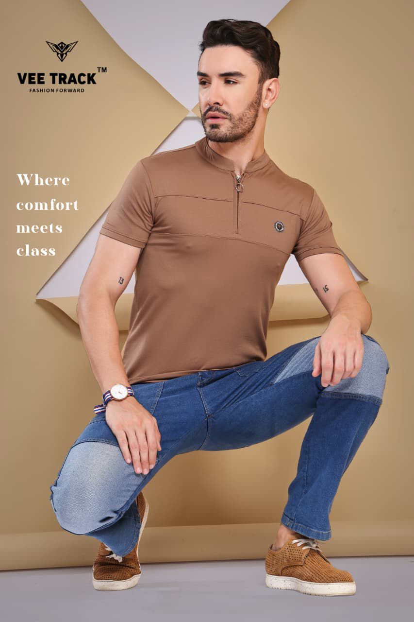 V2209 Vee Track Tencil Lycra Mens Tshirts Manufacturer Gujarat