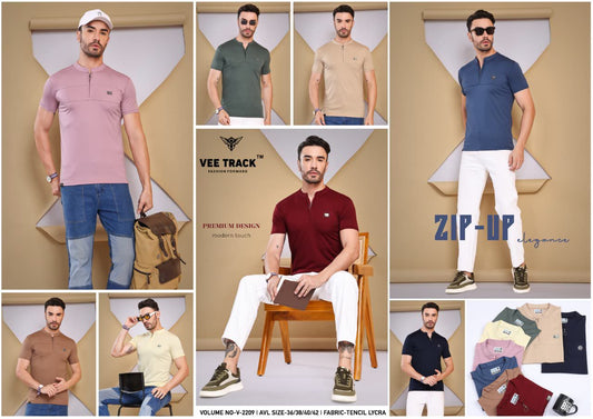 V2209 Vee Track Tencil Lycra Mens Tshirts Manufacturer Gujarat