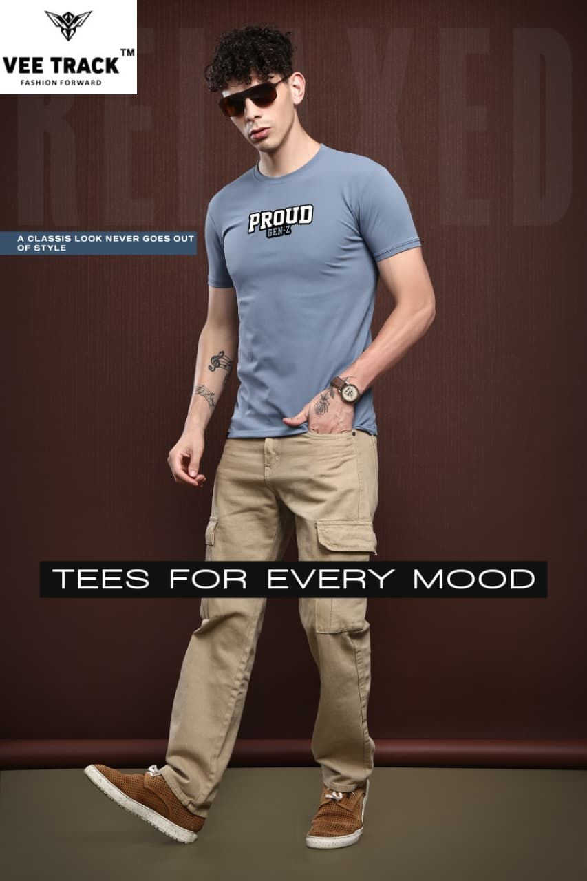 V2218 Vee Track Cotton Lycra Mens Tshirts Wholesale Price