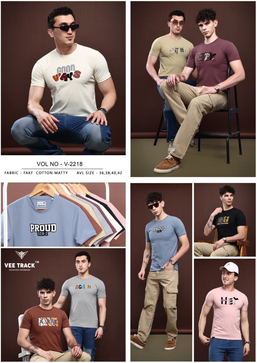 V2218 Vee Track Cotton Lycra Mens Tshirts Wholesale Price