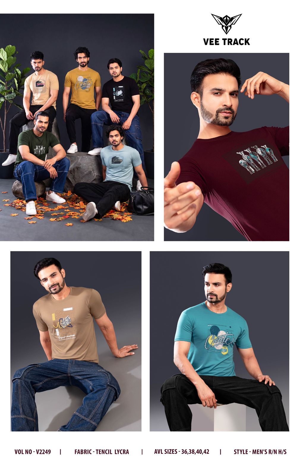 V2249 Vee Track Tencil Lycra Mens Tshirts Manufacturer India